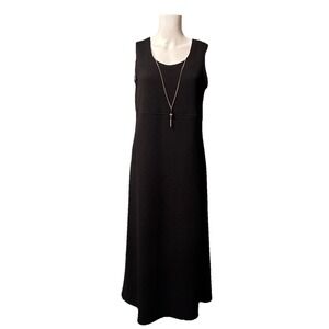 Black Sleeveless Dress with Necklace Size 12 Textured Knit 2454Z